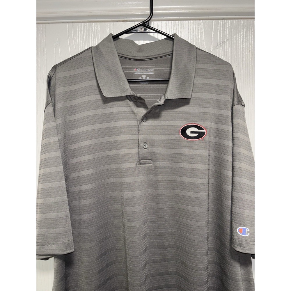Champion Georgia Bulldogs Golf Polo XXL Shirt Gray Embroidered Polyester Blend